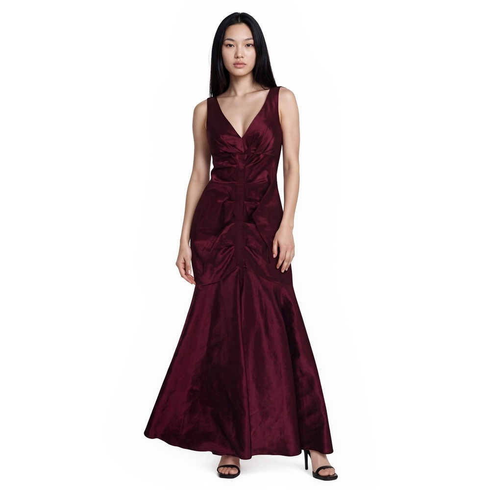 Windsor Maxi Dress Women's Size 3 Ruby Red Ruched Mermaid Formal Evening Gown